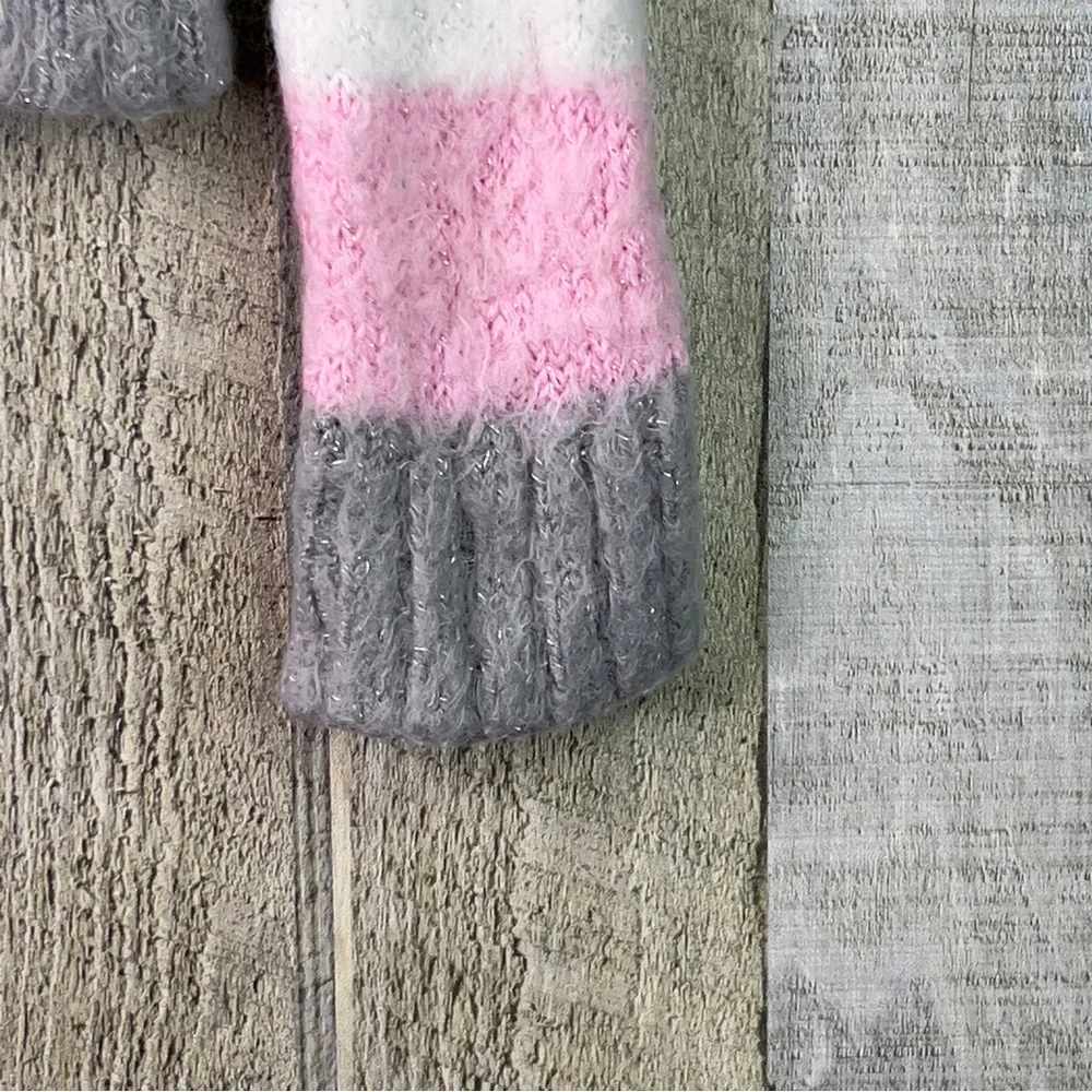 Justice Size 8 Crewneck Long Sleeve Pastel Color Fuzzy Sweater